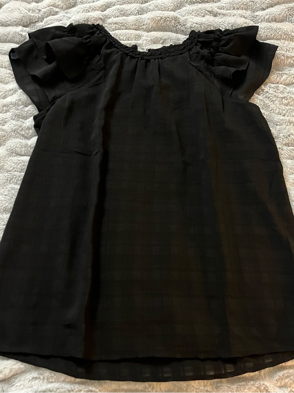 LOFT Black Ruffle sleeve shirt